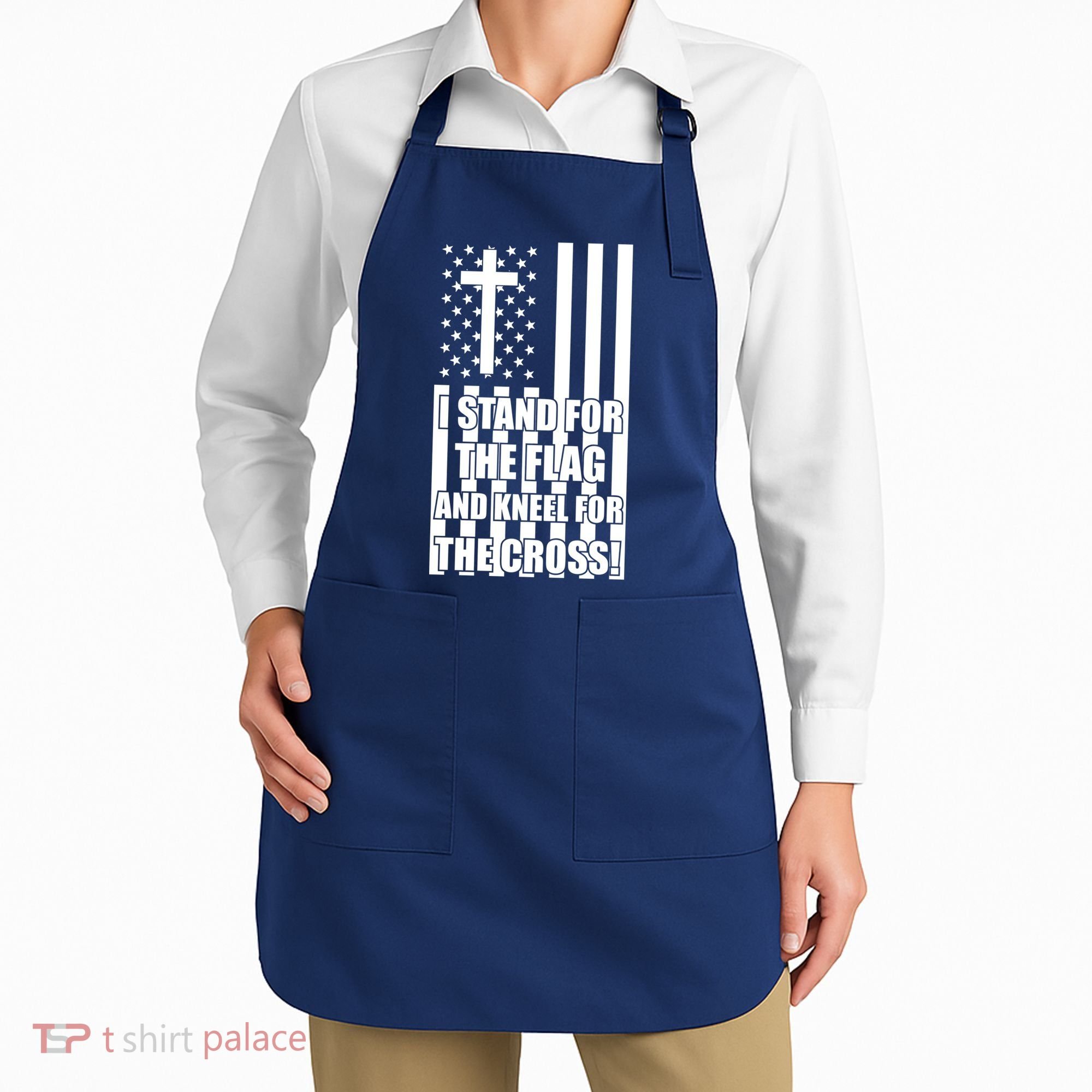 Stand For the Flag and Kneel for the Cross USA Flag Apron