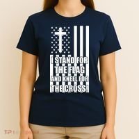 Stand For the Flag and Kneel for the Cross USA Flag T-Shirt thumb 4