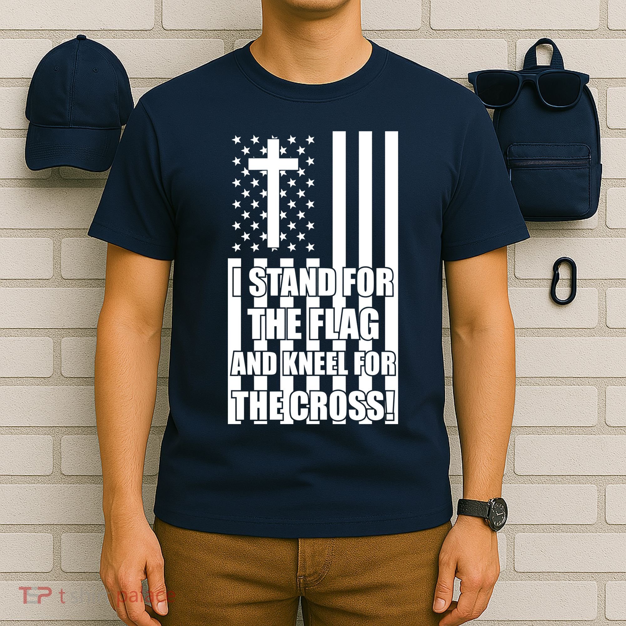 Stand For the Flag and Kneel for the Cross USA Flag T-Shirt