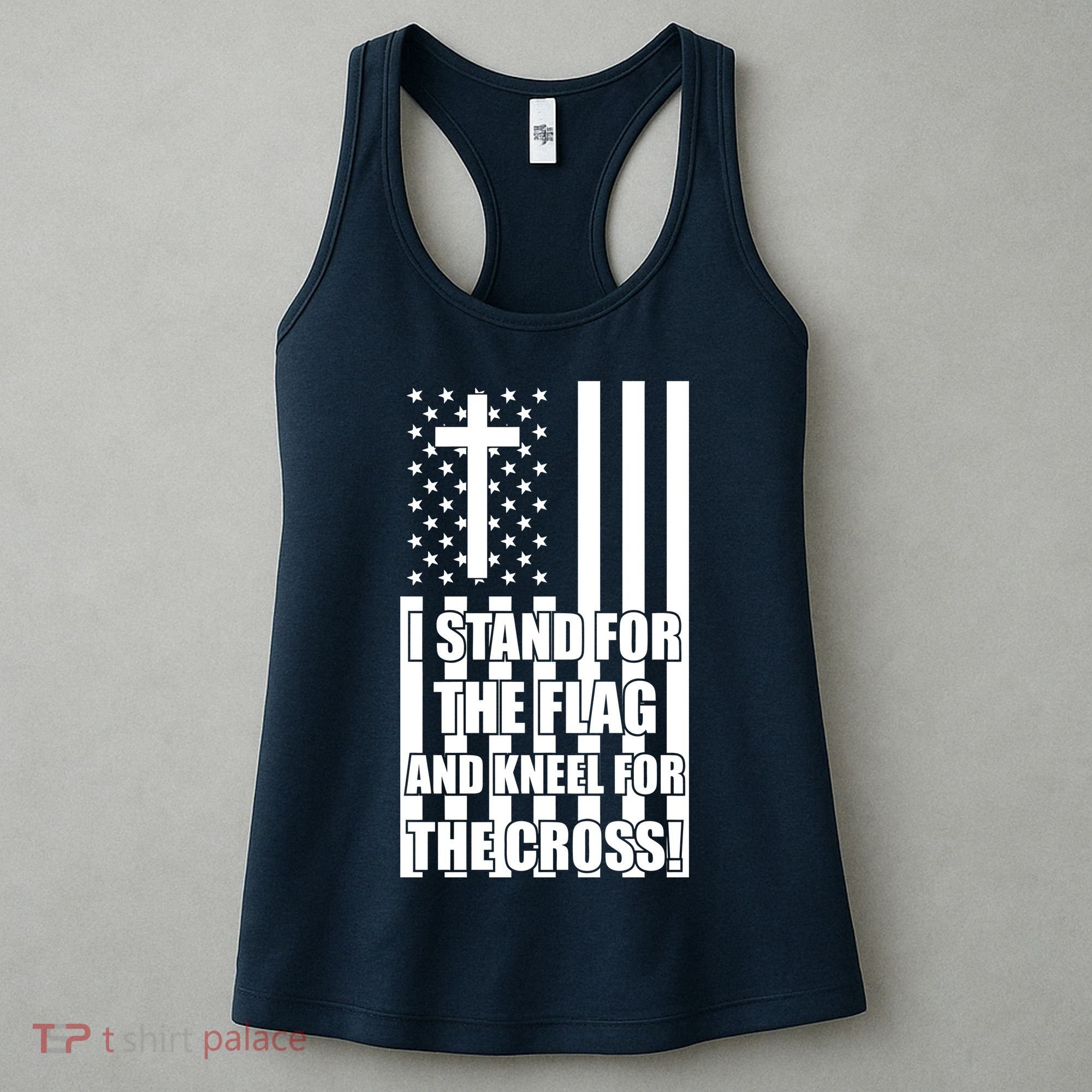 Stand For the Flag and Kneel for the Cross USA Flag Women's Tank Top