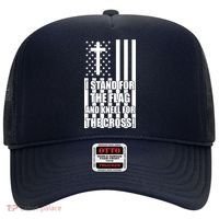 Stand For the Flag and Kneel for the Cross USA Flag Hat thumb 0