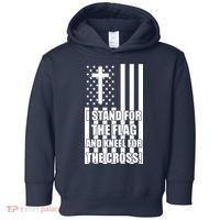 Stand For the Flag and Kneel for the Cross USA Flag Toddler Hoodie thumb 0