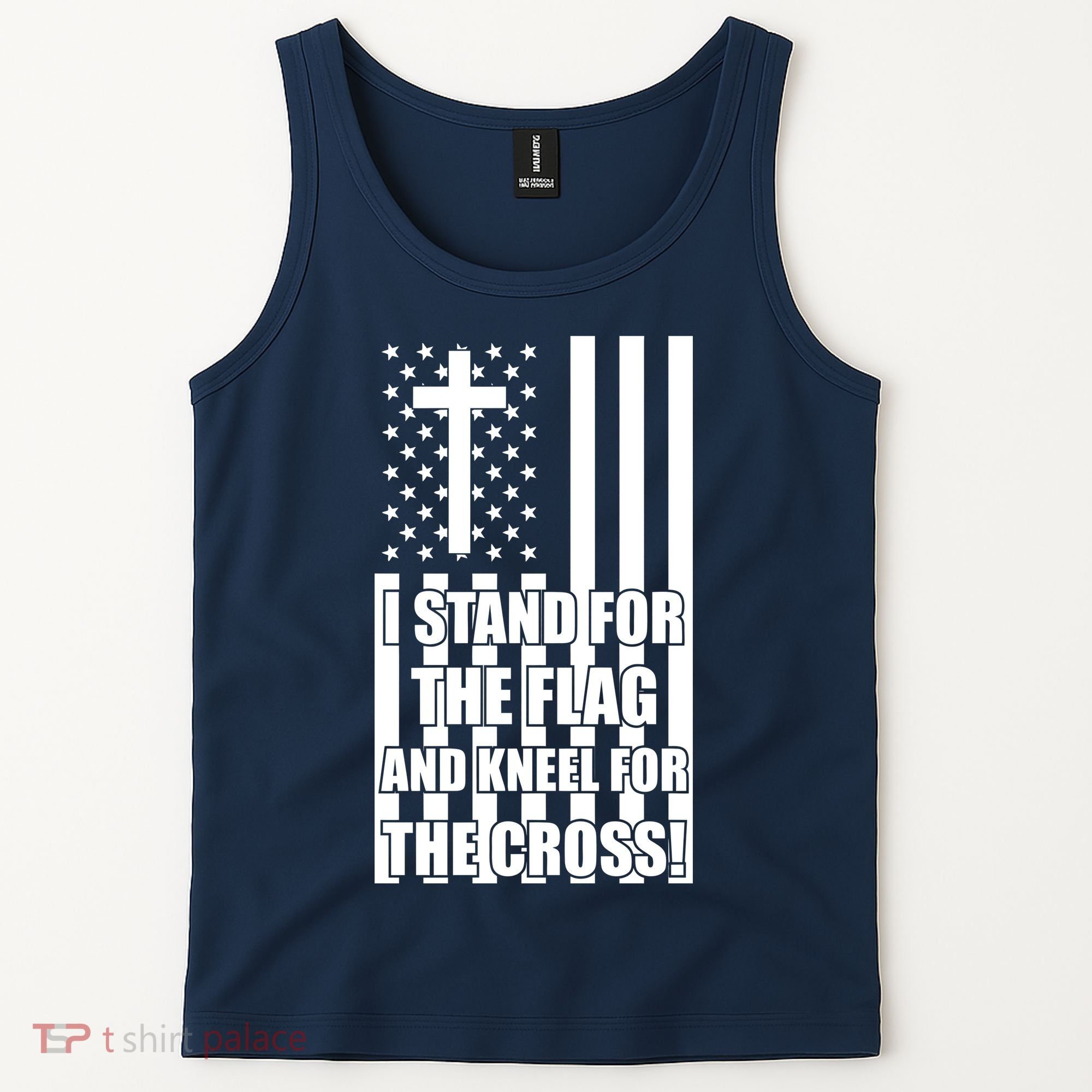 Stand For the Flag and Kneel for the Cross USA Flag Tank Top