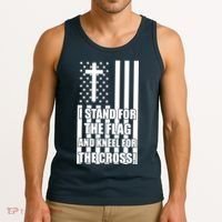 Stand For the Flag and Kneel for the Cross USA Flag Tank Top thumb 3
