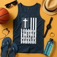Stand For the Flag and Kneel for the Cross USA Flag Tank Top thumb 4