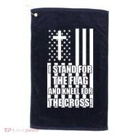 Stand For the Flag and Kneel for the Cross USA Flag Golf Towel thumb 0
