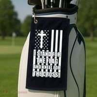 Stand For the Flag and Kneel for the Cross USA Flag Golf Towel thumb 2