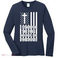 Stand For the Flag and Kneel for the Cross USA Flag Women's Long Sleeve Shirt thumb 0