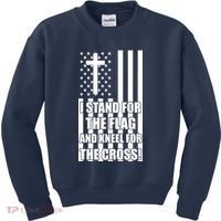 Stand For the Flag and Kneel for the Cross USA Flag Kids Sweatshirt thumb 0