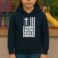Stand For the Flag and Kneel for the Cross USA Flag Kids Hoodie thumb 3
