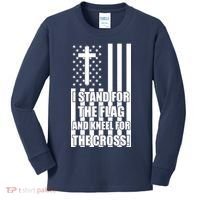 Stand For the Flag and Kneel for the Cross USA Flag Kids Long Sleeve Shirt thumb 0