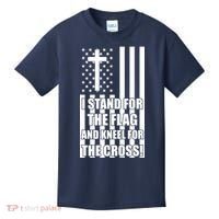 Stand For the Flag and Kneel for the Cross USA Flag Kids T-Shirt thumb 0