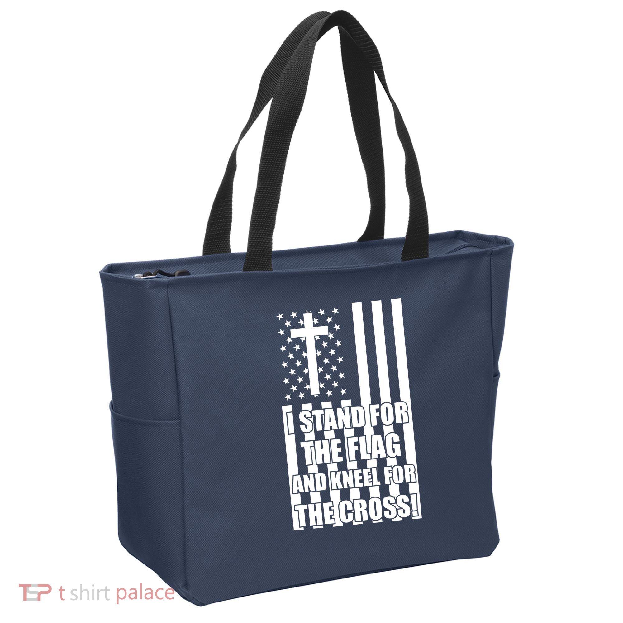 Stand For the Flag and Kneel for the Cross USA Flag Tote Bag