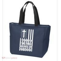 Stand For the Flag and Kneel for the Cross USA Flag Tote Bag thumb 3