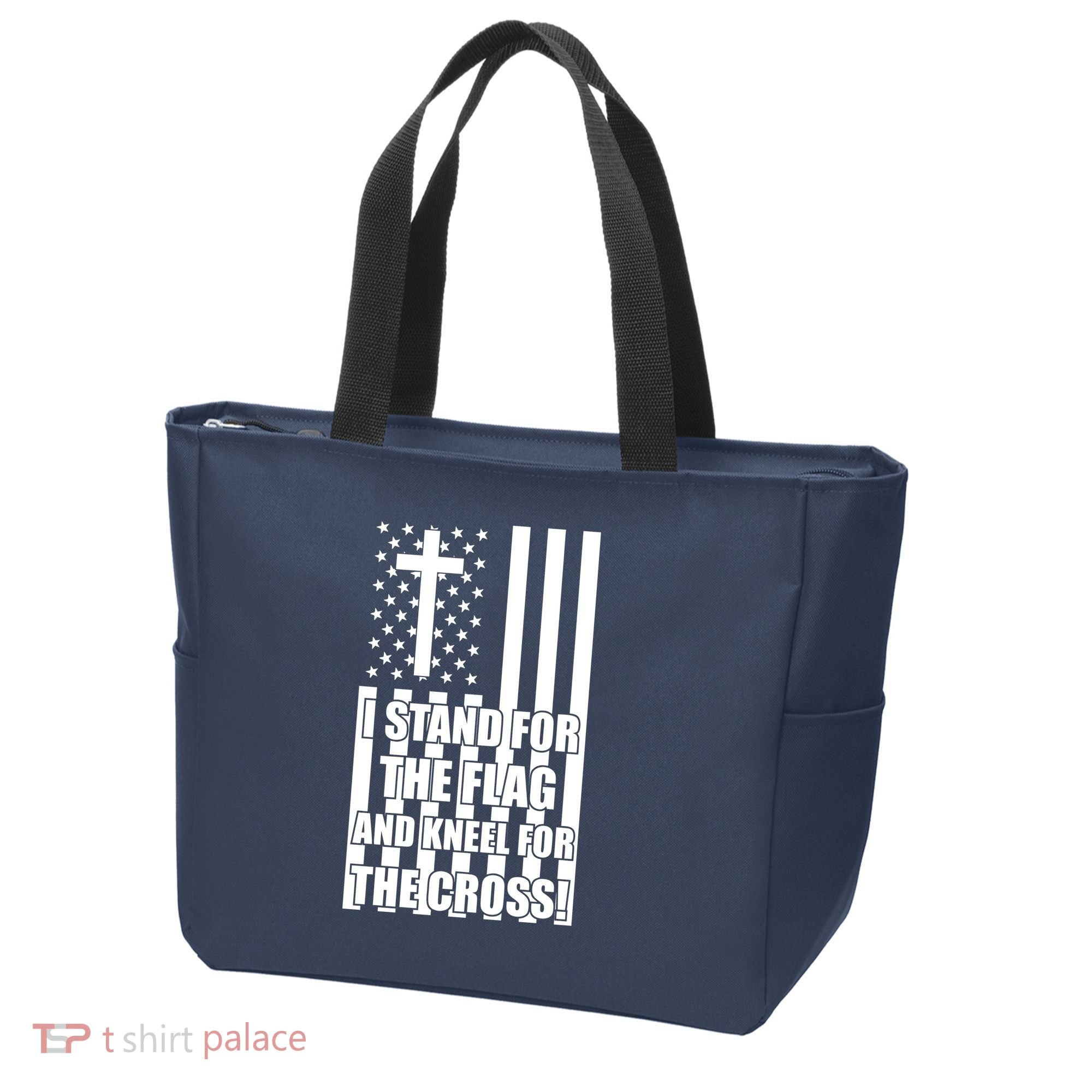 Stand For the Flag and Kneel for the Cross USA Flag Tote Bag