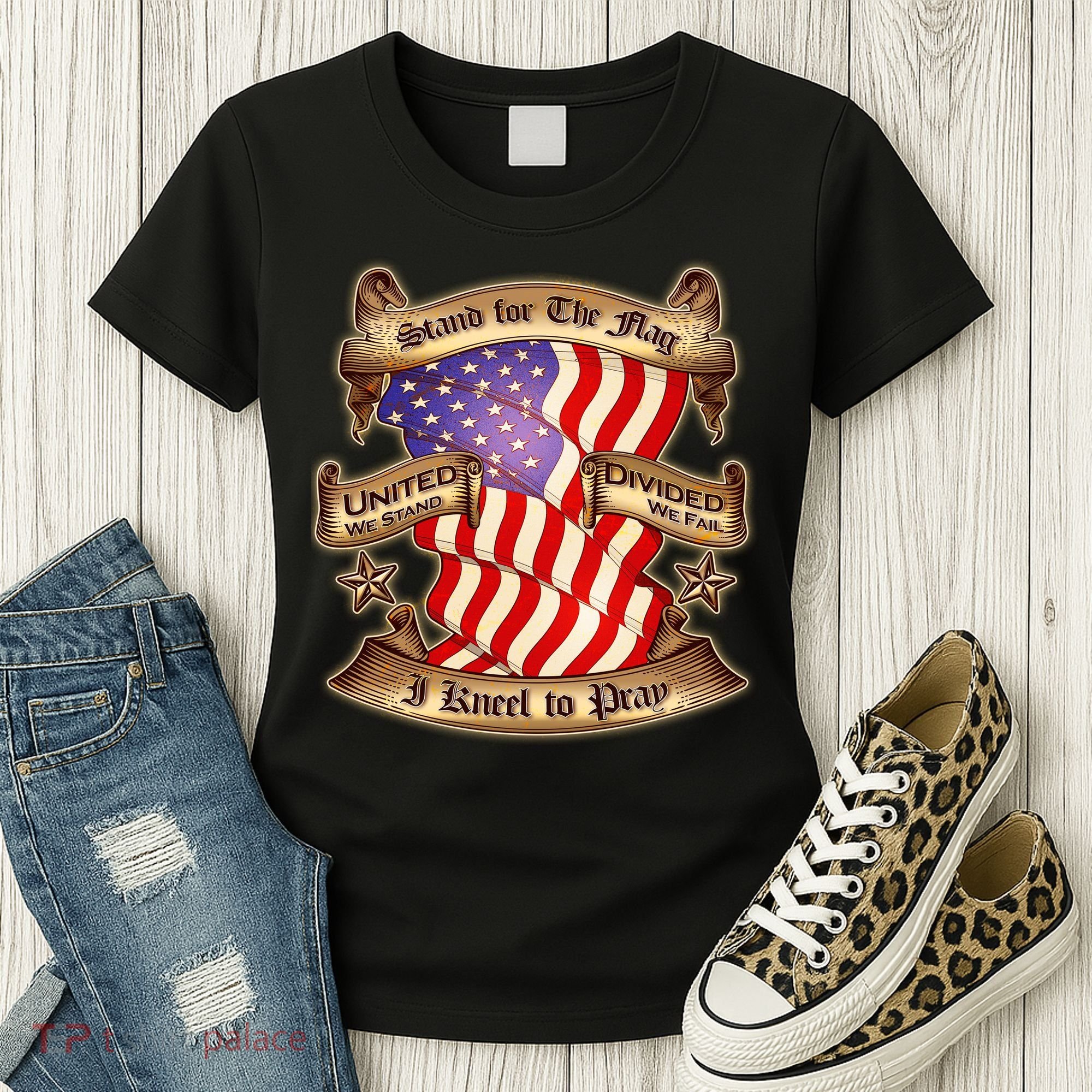 Stand For The Flag I Kneel To Pray United We Stand Divided We Fail Women's T-Shirt