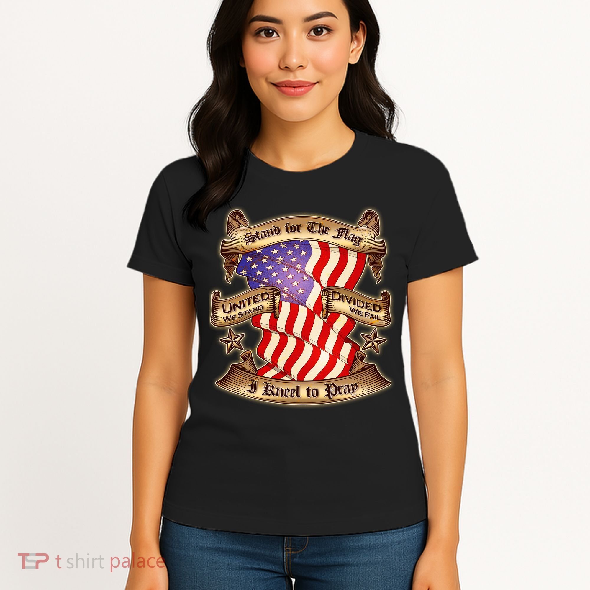 Stand For The Flag I Kneel To Pray United We Stand Divided We Fail Women's T-Shirt