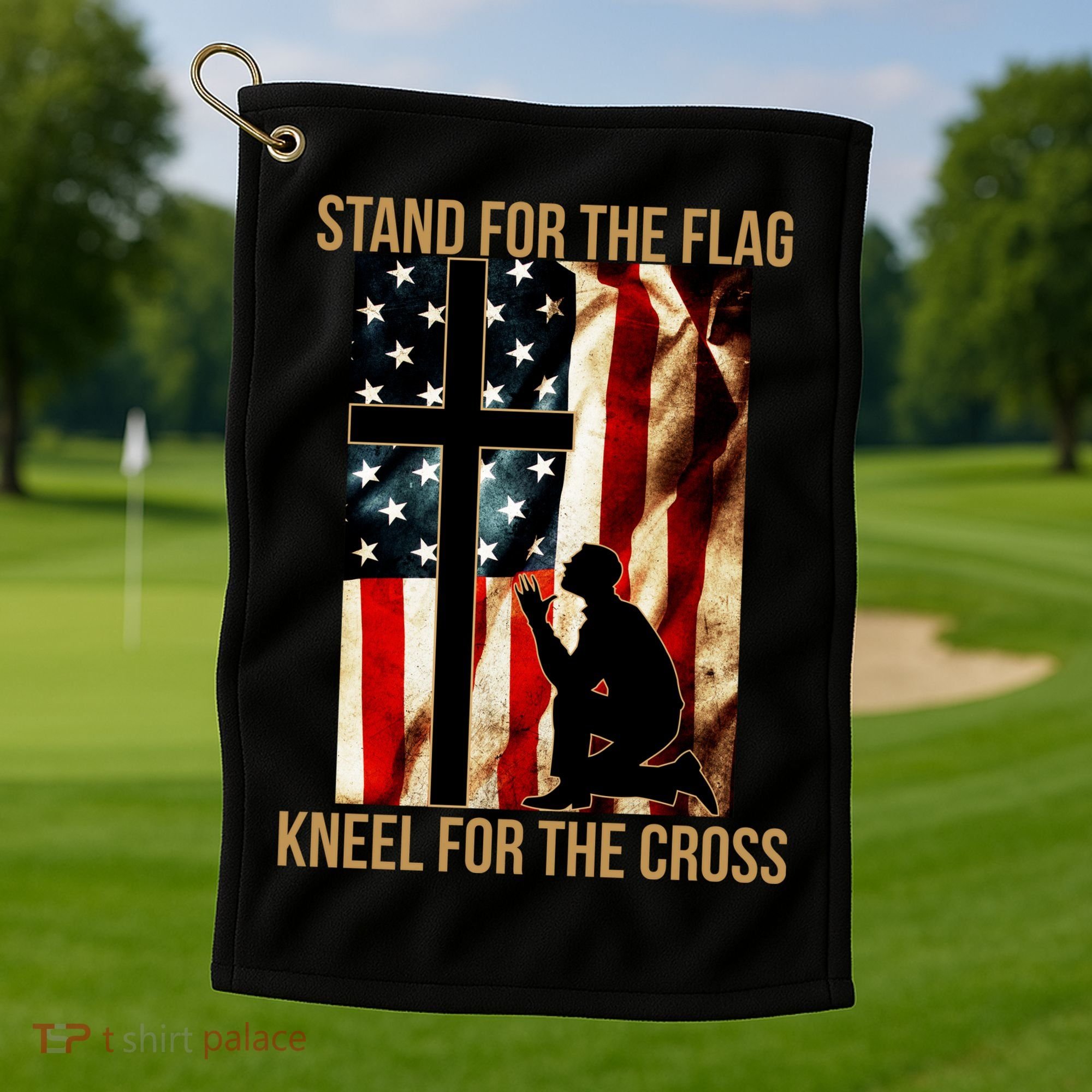 Stand For the Flag Kneel for the Cross Golf Towel