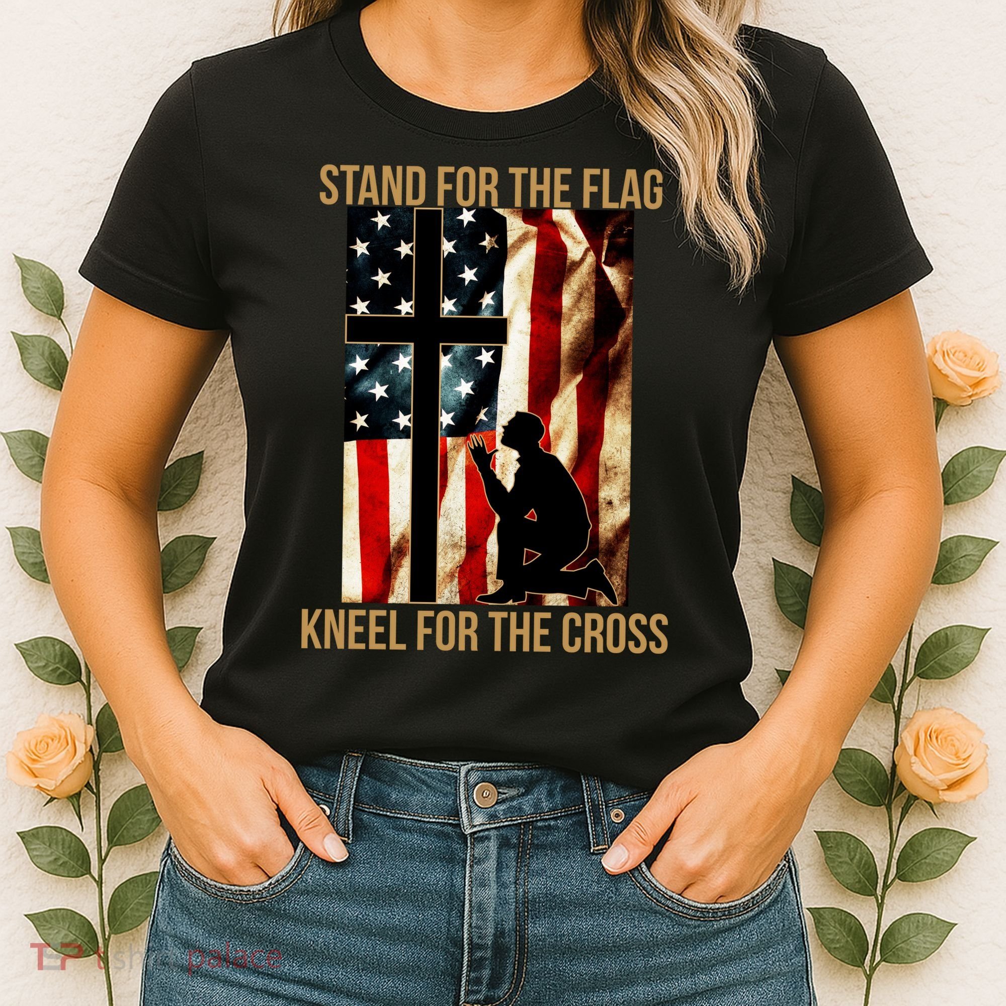 Stand For the Flag Kneel for the Cross Women's T-Shirt