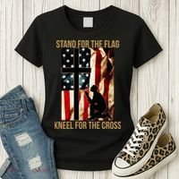 Stand For the Flag Kneel for the Cross Women's T-Shirt thumb 3