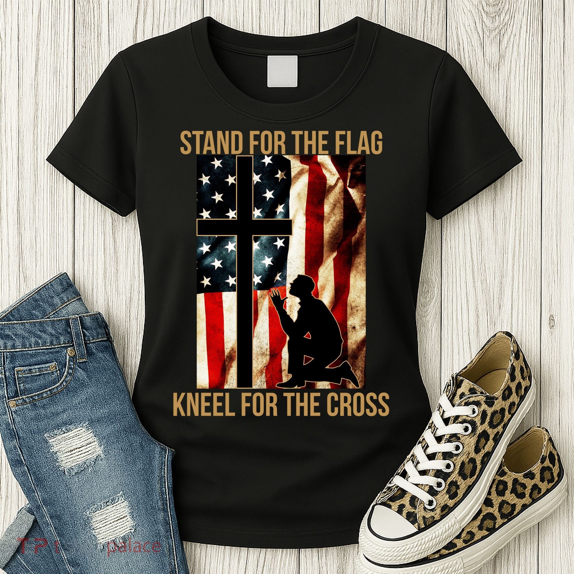Stand For the Flag Kneel for the Cross Women's T-Shirt