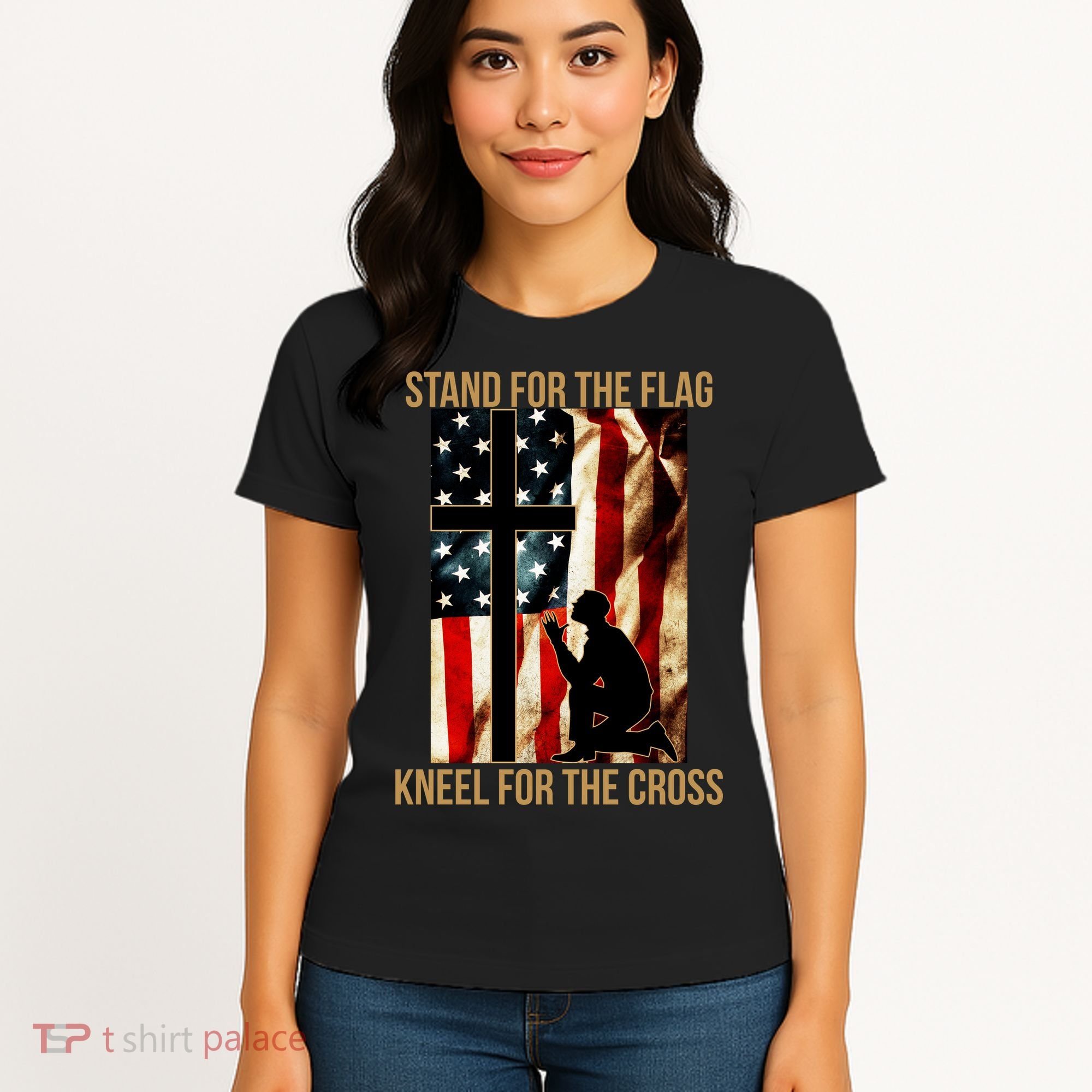 Stand For the Flag Kneel for the Cross Women's T-Shirt