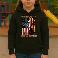 Stand For the Flag Kneel for the Cross Kids Hoodie thumb 3