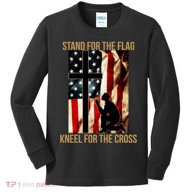 Stand For the Flag Kneel for the Cross Kids Long Sleeve Shirt