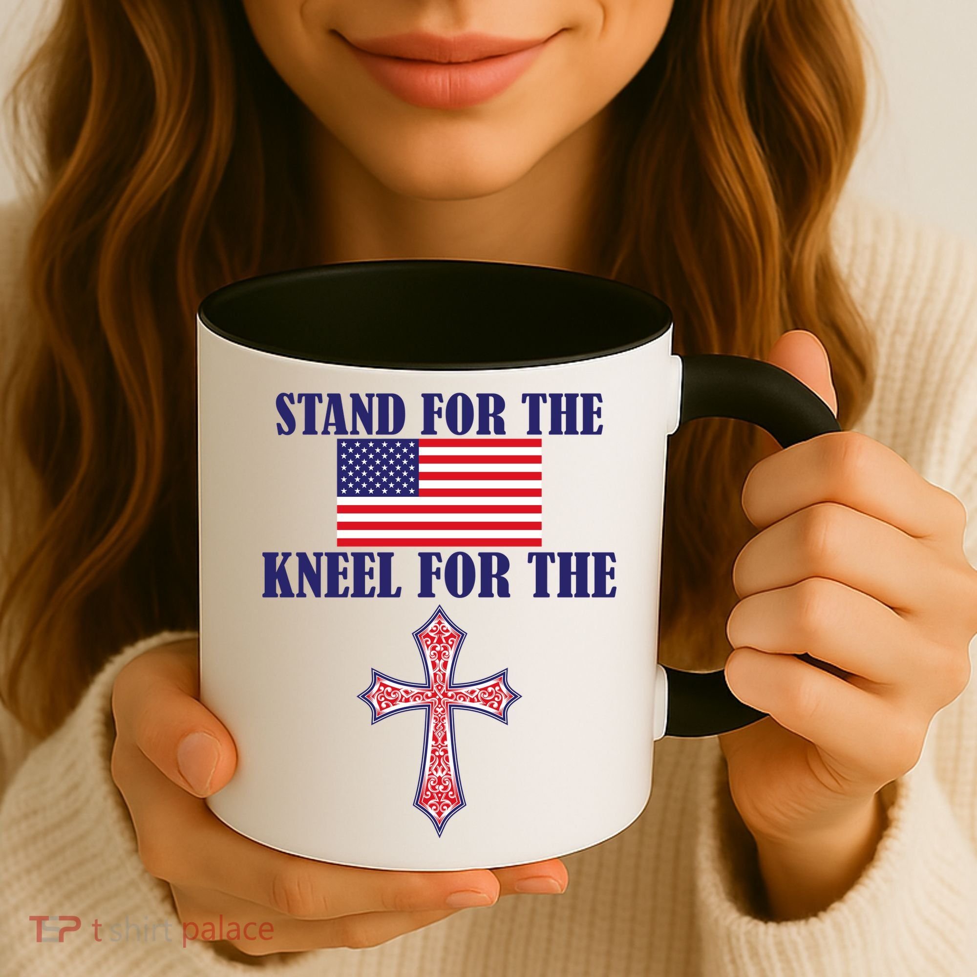 Stand For the Flag Kneel For the Cross National Anthem Coffee Mug