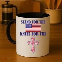 Stand For the Flag Kneel For the Cross National Anthem Coffee Mug thumb 4