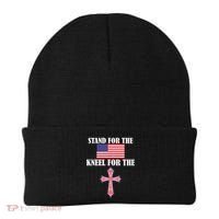 Stand For the Flag Kneel For the Cross National Anthem Beanie thumb 0