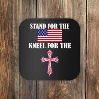 Stand For the Flag Kneel For the Cross National Anthem Coaster thumb 0