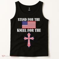 Stand For the Flag Kneel For the Cross National Anthem Tank Top thumb 2