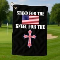 Stand For the Flag Kneel For the Cross National Anthem Golf Towel thumb 1