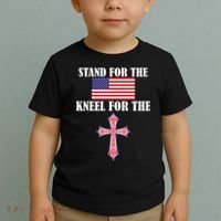 Stand For the Flag Kneel For the Cross National Anthem Toddler T-Shirt thumb 2