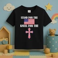 Stand For the Flag Kneel For the Cross National Anthem Toddler T-Shirt thumb 3