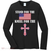 Stand For the Flag Kneel For the Cross National Anthem Women's Long Sleeve Shirt thumb 0