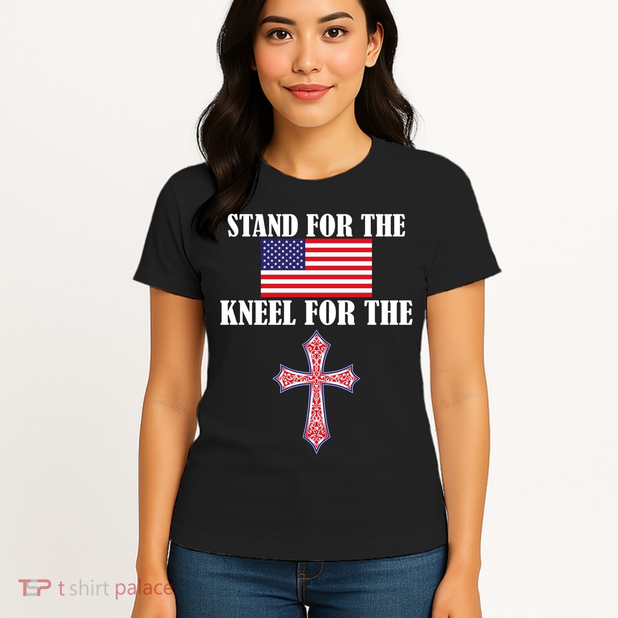 Stand For the Flag Kneel For the Cross National Anthem Women's T-Shirt