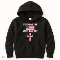 Stand For the Flag Kneel For the Cross National Anthem Kids Hoodie thumb 0
