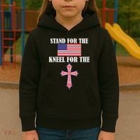 Stand For the Flag Kneel For the Cross National Anthem Kids Hoodie thumb 3
