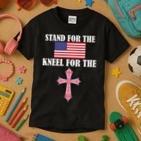 Stand For the Flag Kneel For the Cross National Anthem Kids T-Shirt thumb 3