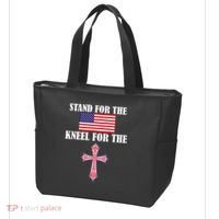Stand For the Flag Kneel For the Cross National Anthem Tote Bag thumb 3