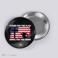 Stand For the Flag Kneel for the Cross USA Army Button thumb 0