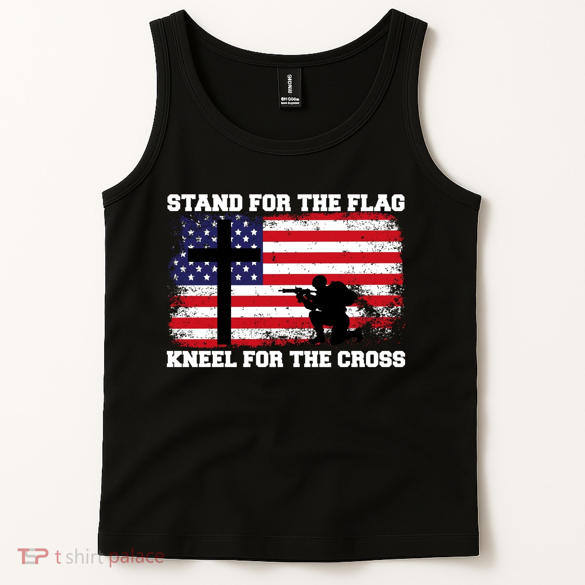 Stand For the Flag Kneel for the Cross USA Army Tank Top
