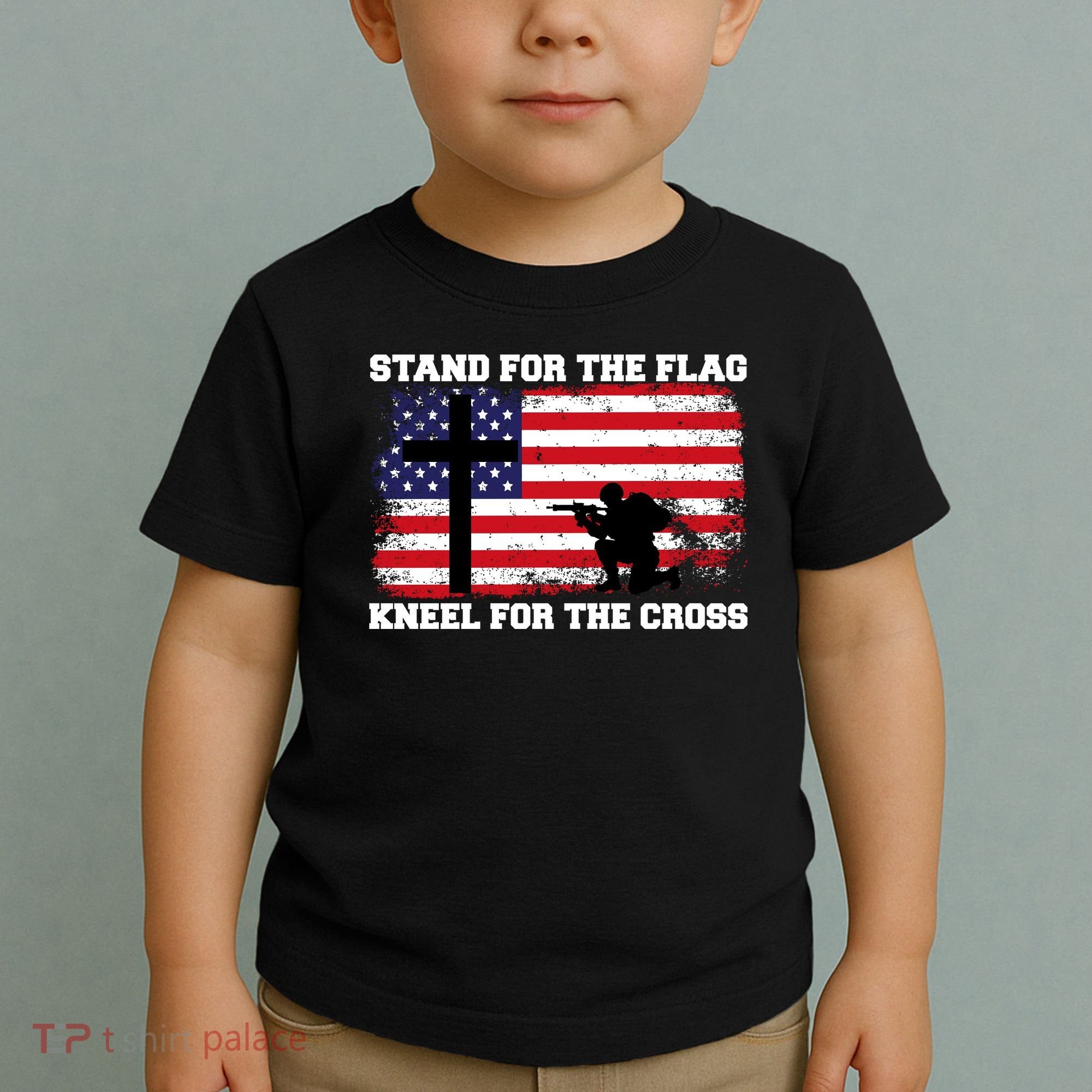 Stand For the Flag Kneel for the Cross USA Army Toddler T-Shirt