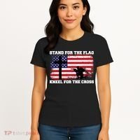 Stand For the Flag Kneel for the Cross USA Army Women's T-Shirt thumb 4