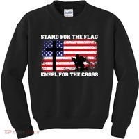 Stand For the Flag Kneel for the Cross USA Army Kids Sweatshirt thumb 0