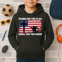 Stand For the Flag Kneel for the Cross USA Army Kids Hoodie thumb 2