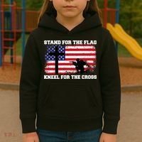 Stand For the Flag Kneel for the Cross USA Army Kids Hoodie thumb 3