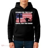 Stand For the Flag Kneel for the Cross USA Army Kids Hoodie thumb 4